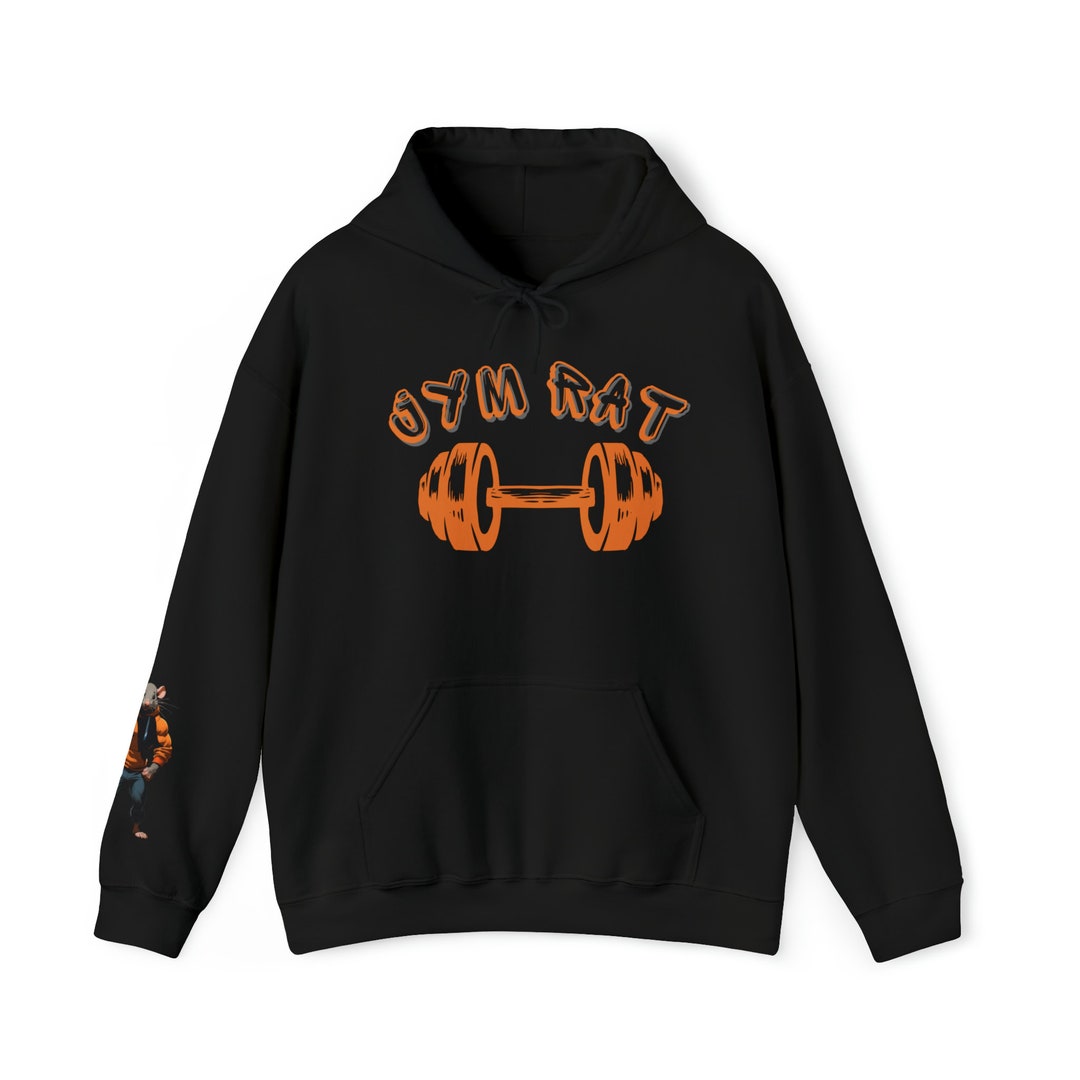 Gym Rat Hooded Sweatshirt Funny Workout Sweater Training Etsy