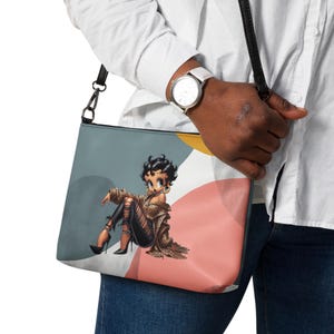 Bolso bandolera Betty Boop Cheetah Coral Colorblock para mujer, piel sintética, tipo muñeca, marrón betty boop,