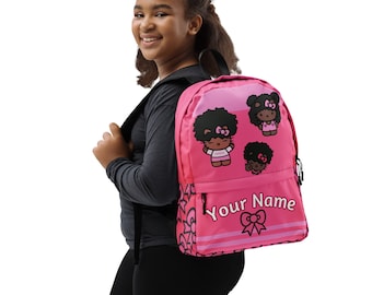 Mochila personalizable Afro-Kitty - Vuelta al cole, Bolsa de viaje para niñas, regalos para ella