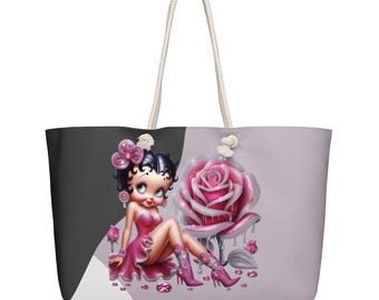 Betty Boop Pink Rose Oversized weekender bag