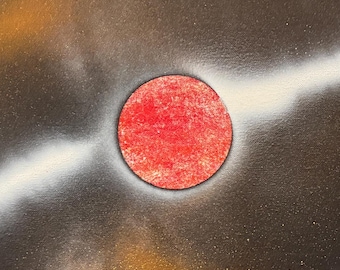 Red Orbit Original Painting | Space Wall Art | 20x10 Spray Paint Canvas | Cosmic Galaxy Decor
