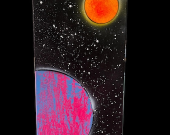 Imminent Electric Twins Original Painting | Space Wall Art | 10x20 Spray Paint Canvas | Cosmic Galaxy Decor