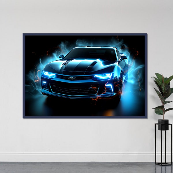 Black Chevy Camaro Wall Art Muscle Car Poster Retro Car Muscle Car Lover Gift Sports Car Print Home Office Decor Art Man Cave Garage Poster
