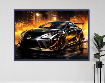 Black Lexus LFA Wall Poster Sports Car Print Racing Car Poster Muscle Car Art Man Cave Car Poster Retro Car Home Office Decor Garage Poster