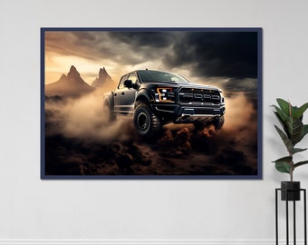 Ford F150 Raptor Smoke Wall Poster Off-Road Truck Art Decor Square Truck Print Truck Lover Gift Man Cave Decor Office Decor Garage Poster