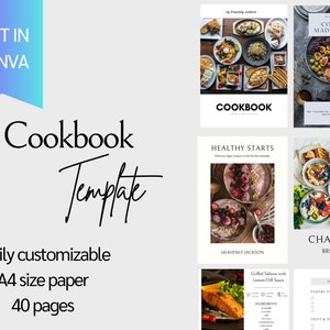 Cookbook Template | Recipe Book Template | Editable Canva eBook | Recipe Card | Meal Planner | Recipe Page Workbook