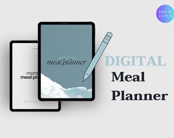 Digital Meal Planner, Canva iPad Planner, Meal Prep, Meal Plan Template, Grocery List, To-do List, Weekly Meal Planner