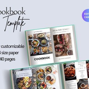 Recipe Book Template | Cook Book Template | Recipe Template | Canva Templates | Template 85 X 11 | Canva Food | Food Blog Template