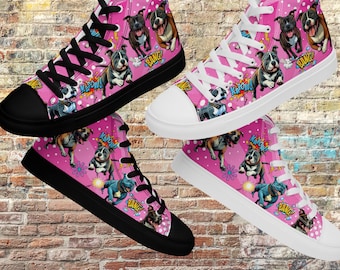 Staffordshire Terrier dog lovers canvas fashion shoes. Colourful pop art style for the fun loving puppy lovers. Great gift for staffy lovers
