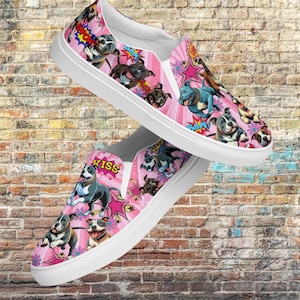 Dog lovers slip-on canvas shoes. Unique comfortable all day shoe for the canine and animal  enthusiast. Great unique gift. Larger sizes also