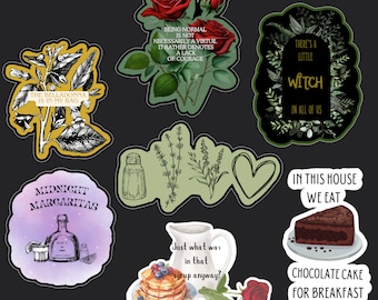 May include: A set of 10 colorful stickers with various designs and quotes. The stickers feature a variety of themes, including flowers, plants, food, and drinks. The stickers are perfect for adding a touch of personality to laptops, water bottles, journals, and more.
