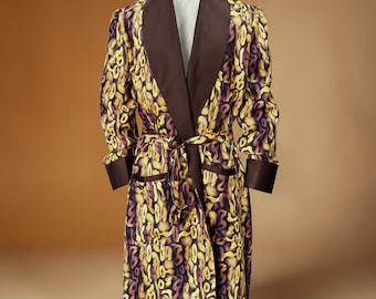 Bata 100% seda hecha a mano, kimono para hombre, resort, spa, relajación, bienestar, hotel, lounge, ropa de estar de lujo.