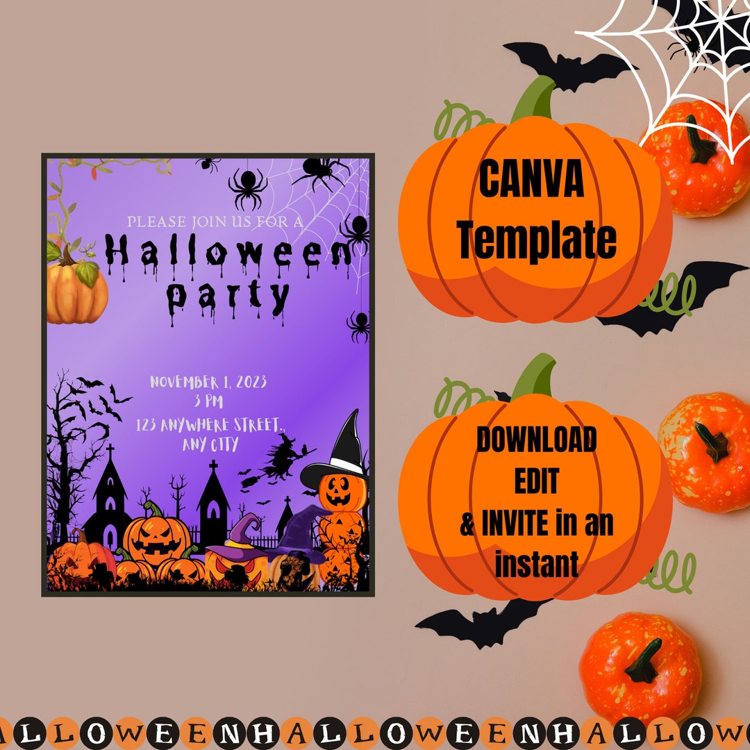 Editable Halloween Invitation Halloween Party Invitation Etsy