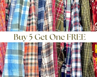 90s Mystery Vintage Flannel Shirt | Cozy Grunge Plaid Button Up | Flannel Box Surprise