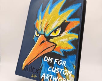 Zapdos | Custom Hand Painted | 9 Pocket Card Binder | Pokémon Binder | VaultX | Unique Collector Gift