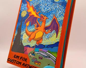 Charizard’s Starry Night | Custom Hand Painted | 9 Pocket Card Binder | Pokémon Binder | VaultX | Unique Collector Gift