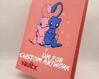 Mew & Shiny Mew | Custom Hand Painted | 9 Pocket Card Binder | Pokémon Binder | VaultX | Unique Collector Gift
