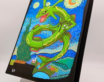 Rayquaza’s Starry Night | Custom Hand Painted | 9 Pocket Card Binder | Pokémon Binder | VaultX | Unique Collector Gift
