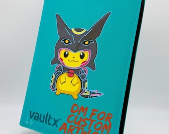 Pikachu-Rayquaza | Custom Hand Painted | 9 Pocket Card Binder | Pokémon Binder | VaultX | Unique Collector Gift