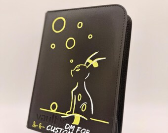 Umbreon | Custom Hand Painted | Pink 4 Pocket Card Binder | Pokémon Binder | VaultX | Unique Collector Gift