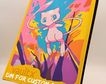Mew | Custom Hand Painted | 9 Pocket Card Binder | Pokémon Binder | VaultX | Unique Collector Gift