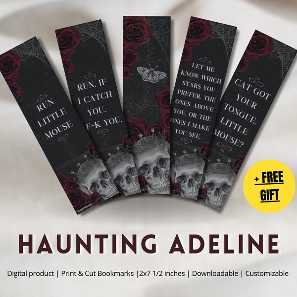 5 Aesthetic Printable Bookmarks Inspired by 'Haunting Adeline' by H. D. Carlton | Print & Cut | Digital Download | Booklover | BookTok