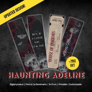 4 Aesthetic Printable Bookmarks Inspired by Haunting Adeline by H. D. Carlton | Printable | Digital Download | BookTok | Dark Romance | Poison