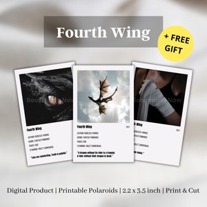 8 Aesthetic Printable Book Polaroids &#39;Fourth Wing&#39; By Rebecca Yarros | Print & Cut | PDF | PNG | Booktok | Quotes | + FREE Gift