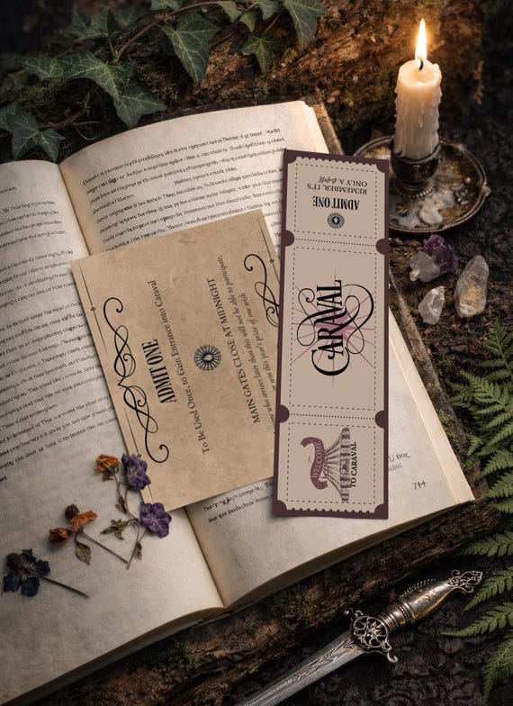 Printable Fantasy Bookmarks & Invitation Card Inspired by 'Caraval' by Stephanie Garber | Bookish Printable Gift | Digital Download