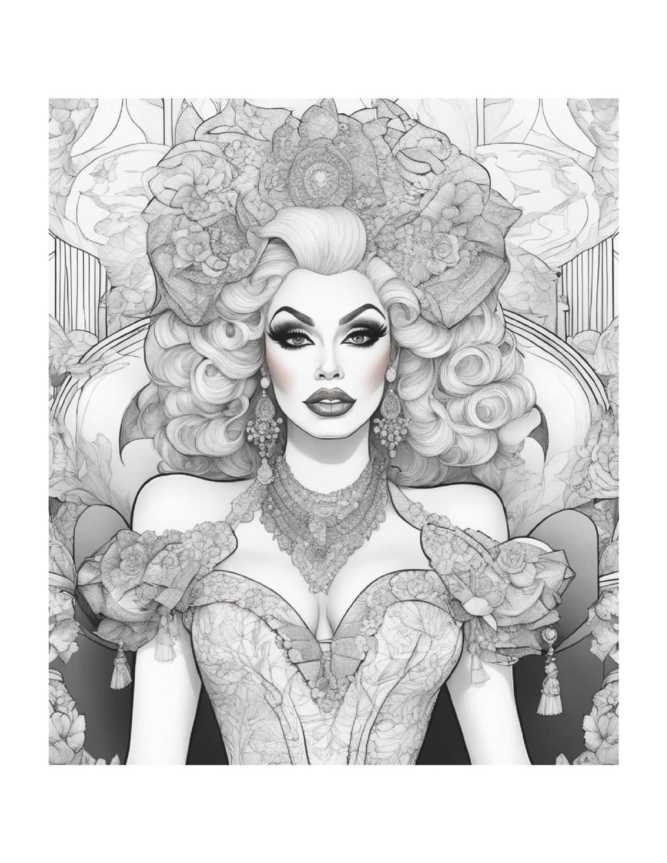 55 Drag Queens Coloring Pages a Coloring Book for Young and Old ...