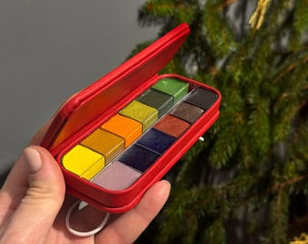 Watercolor paints in box, completely handmade, eco