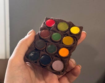 Handmade watercolors in acorn caps eco
