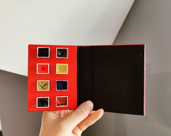 Watercolor travel palette, Paint set, hand made