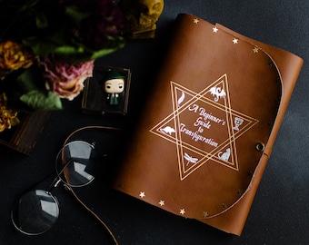 Luxury Leather Wizard Spell Book – Beginner’s Guide to Transfiguration, Handmade Leather Softbook, Aged Pages, Fantasy Wizard Book