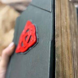 May include: A dark green hardcover book with a red, three-dimensional, Celtic knot design on the front cover.
