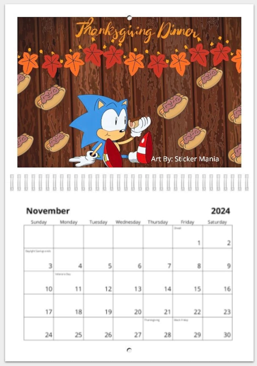 Sonic the Hedgehog 2024 Calendar, Kids 2024 Calendar, Sonic the