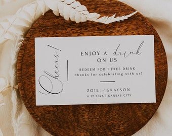 Wedding Drink Tickets Template, Minimal Wedding Drink Voucher, Drink Coupon Editable Template, Modern Minimalist, Instant Download, SS004