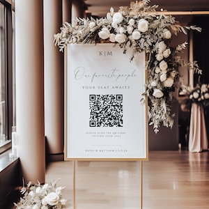 Digital Seating Chart With QR code, Our Favorite People, Wedding Monogram, Seating Arrangement Template, DIY Editable Instant Download SS003