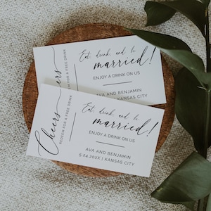 Wedding Drink Coupon Template, Wedding Drink Tickets Template, Custom Drinks Token, Free Drink Coupon, Editable Instant Download- SS002