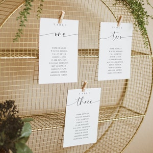 Seating Chart Card Template, Minimalist Wedding Seating Plan Cards, Seating Arrangement, Table Numbers, DIY Editable Instant Download- SS010
