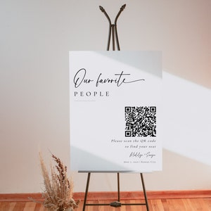 Seating Chart With QR code, Digital Seating Chart, Our Favorite People, Modern Minimalist, DIY Template Editable Instant Download- SS014
