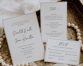 Timeless Wedding Suite, Elegant Script and Border Wedding Invitation Set, Modern Minimalist Wedding Invite Template, Instant Download- SS012