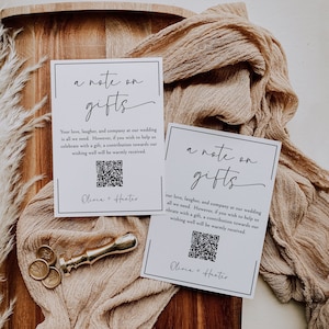 Wedding Invite QR code Insert, Custom Invitation Enclosure Card, Note on Gifts Card, Wishing Well, Editable Template Instant Download- SS005
