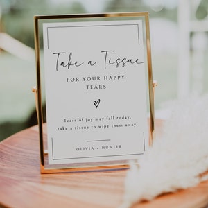 Happy Tears Template, Take A Tissue Sign, for Your Happy Tears, Wedding ...