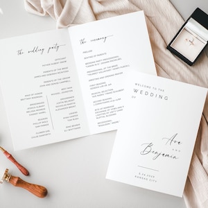 Church Wedding Program Template Instant Download, Wedding Program Bi-fold, Ceremony Order of Events, Modern Minimalist Wedding- SS002
