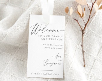 Welcome Bag Note Tag, Welcome To Our Wedding Tags, Welcome Bag Tags Modern Wedding, Welcome Card Template, Editable Instant Download- SS002
