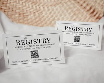 Gift Registry Card Template, Digital Wedding Registry Card, QR code Enclosure Card, Invitation Insert, Editable Instant Download- SS001