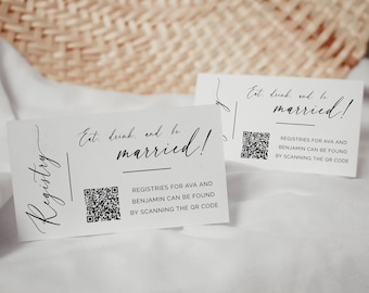 Digital Wedding Registry Card, Gift Registry Card Template, Registry with QR code, Modern Minimalist, Editable Instant Download- SS002