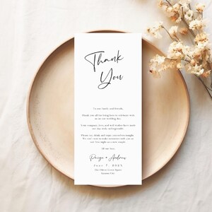 Wedding Thank You Card Template, Simple Napkin Note, Table Thank You Letter, Modern Minimalist, Printable Editable Instant Download- SS015