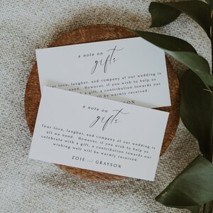 A Note On Gifts Card Template, Honeymoon Fund Card Template, Wishing Well, Modern Minimalist, Printable DIY Editable Instant Download- SS004